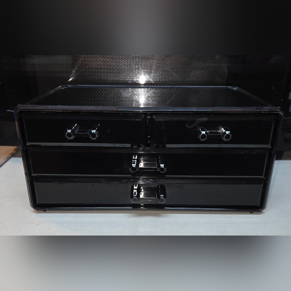 Acrylic Black Makeup Countertop 4 Drawers Organizer